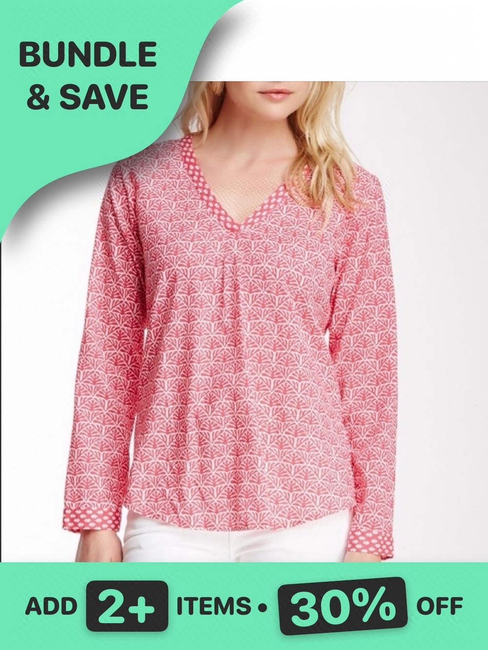C. Wonder Mixed Print Popover Blouse In Navy